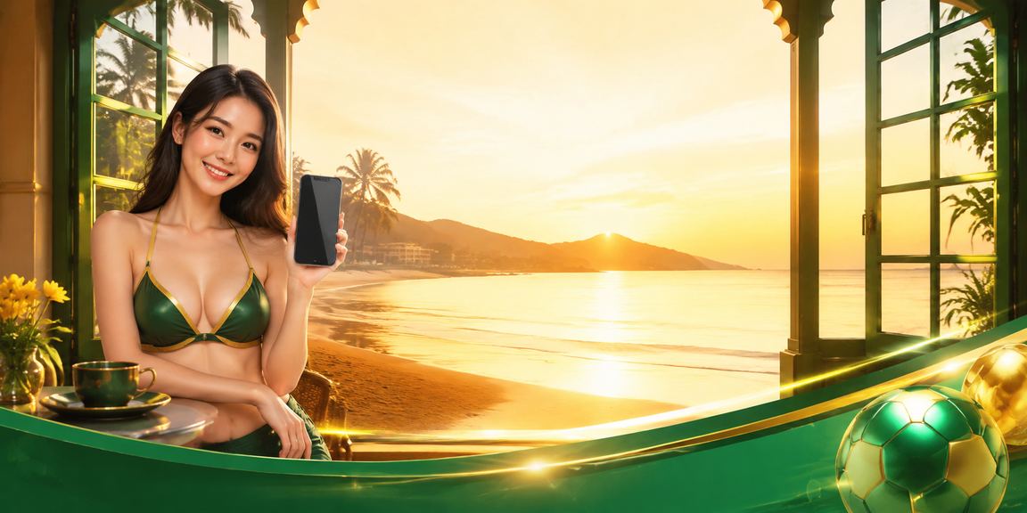 Khách du lịch tại Phú Quốc trải nghiệm casino di động trên điện thoại bên bờ biển buổi tối